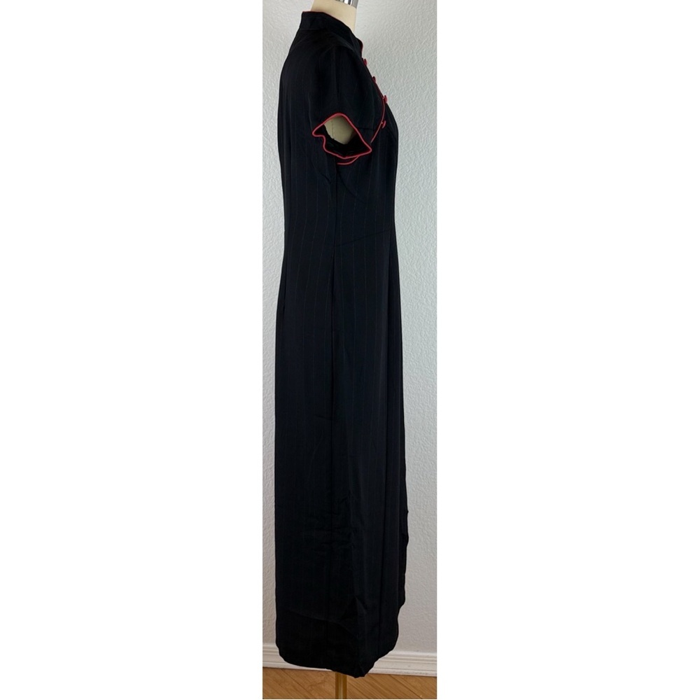 S.L. Fashions NWT Black Maxi Dress with Red Strips & Buttons Zip Back size 10 - Picture 5 of 14